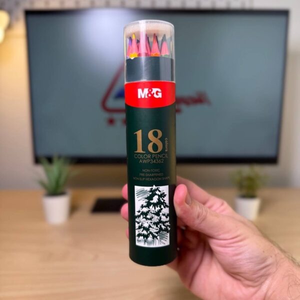 الوان خشب 18 لون M&G علبة مدورة