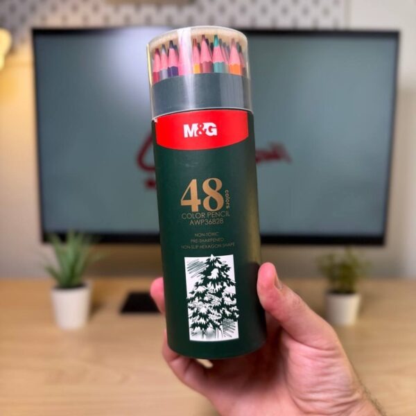 الوان خشب 48 لون M&G علبة مدورة